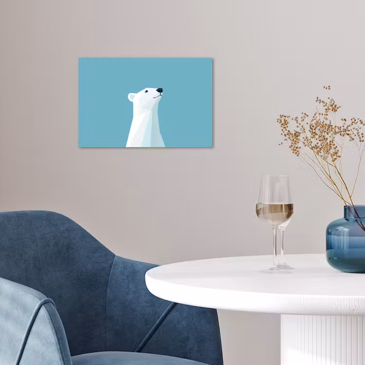 Ijsbeer - Lichtblauw - Minimalistisch poster papier klein -sfeer3
