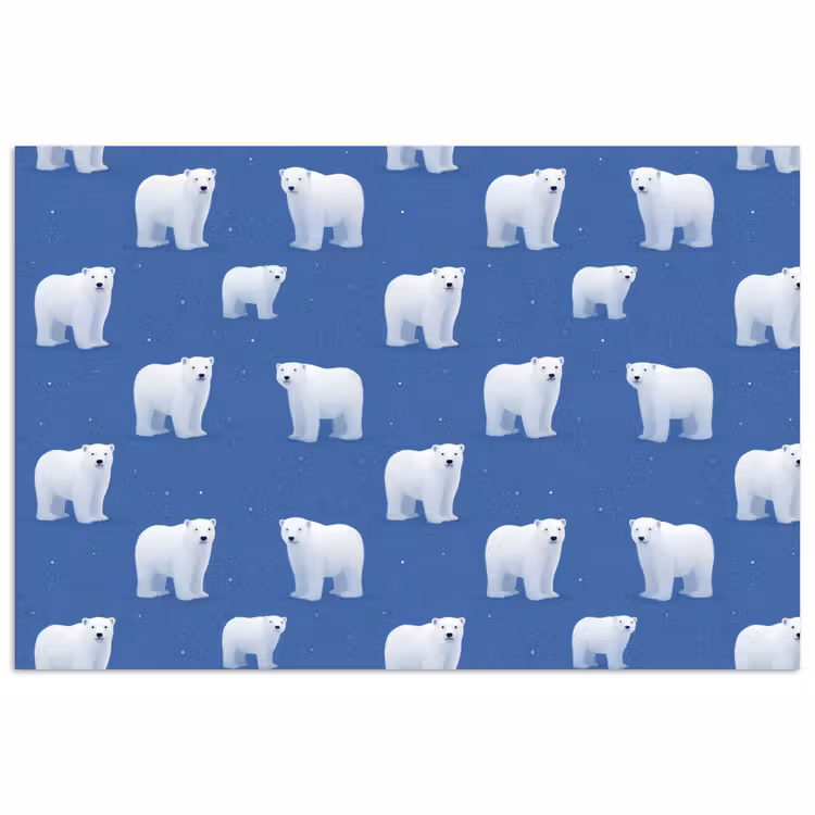 IJsbeer - Patroon - Blauw poster papier klein 62 -3d