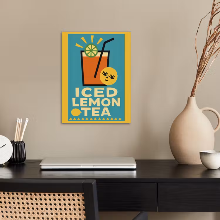 Ijsthee - Illustratie - Blauw - Citroen poster papier klein -sfeer1