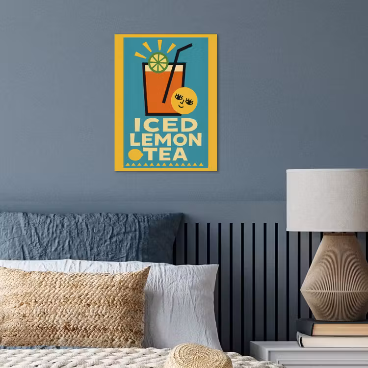 Ijsthee - Illustratie - Blauw - Citroen poster papier klein -sfeer2