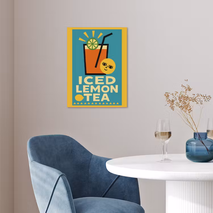Ijsthee - Illustratie - Blauw - Citroen poster papier klein -sfeer3