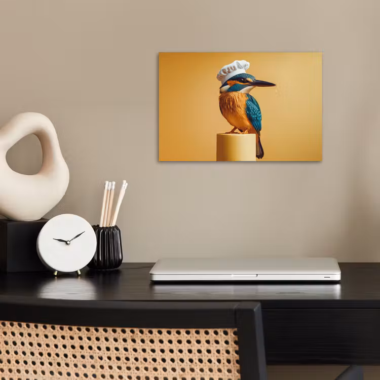 Ijsvogel - Pilaar - Koksmuts - Vogel poster papier klein -sfeer1