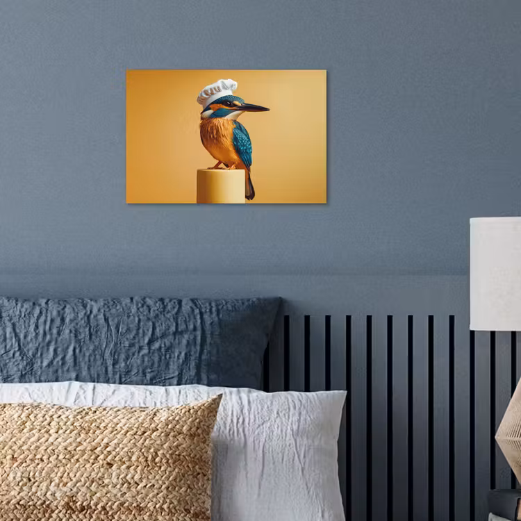 Ijsvogel - Pilaar - Koksmuts - Vogel poster papier klein -sfeer2