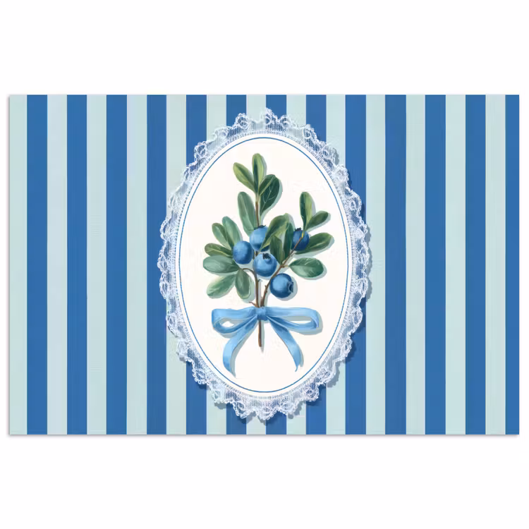 Illustratie - Bessen - Blauw - Strepen poster papier klein -3d