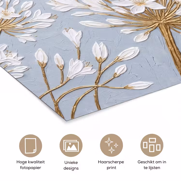 Illustratie - Bloemen - Blauw poster papier klein -closeup_NL