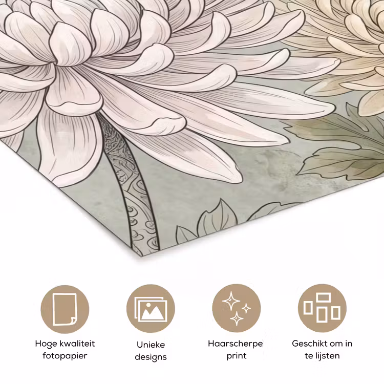 Illustratie - Bloemen - Groen poster papier klein -closeup_NL
