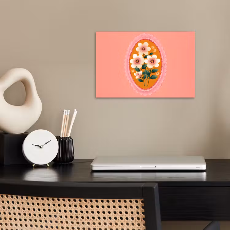 Illustratie - Bloemen - Rand - Roze poster papier klein -sfeer1