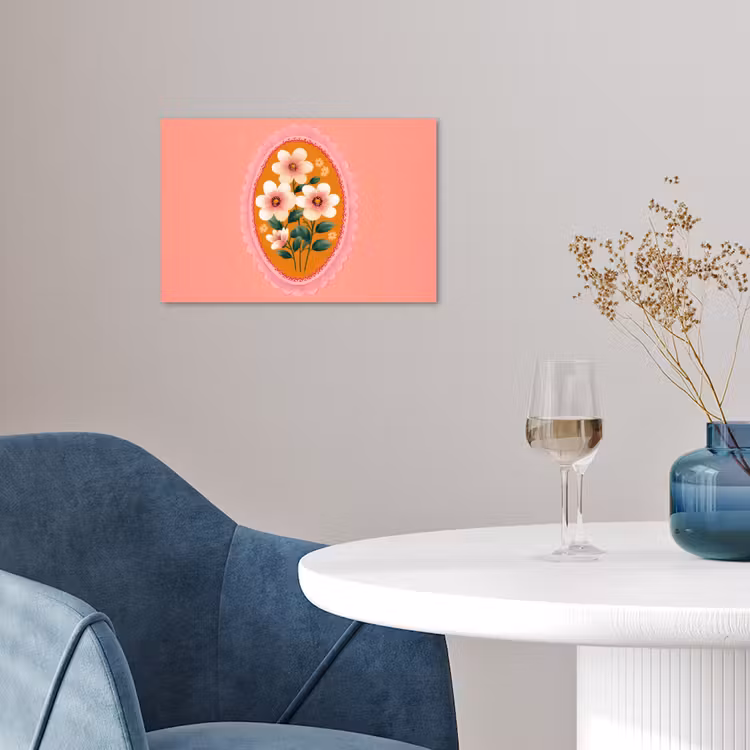 Illustratie - Bloemen - Rand - Roze poster papier klein -sfeer3