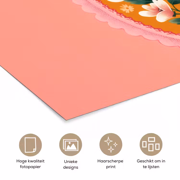 Illustratie - Bloemen - Rand - Roze poster papier klein -closeup_NL