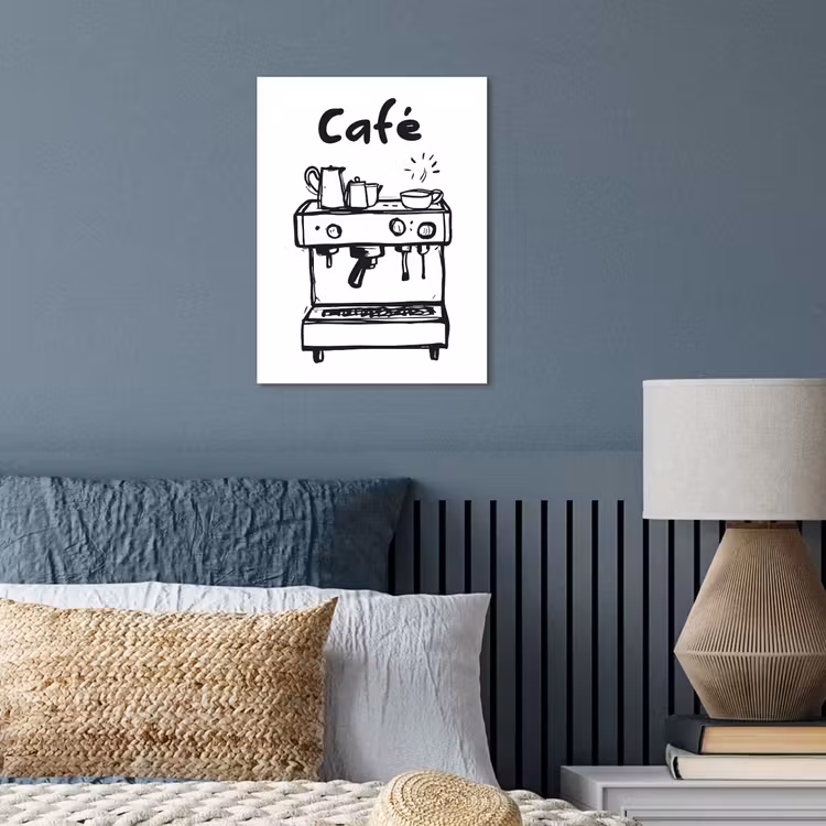 Illustratie - Café - Koffiemachine - Kopjes poster papier klein -sfeer2