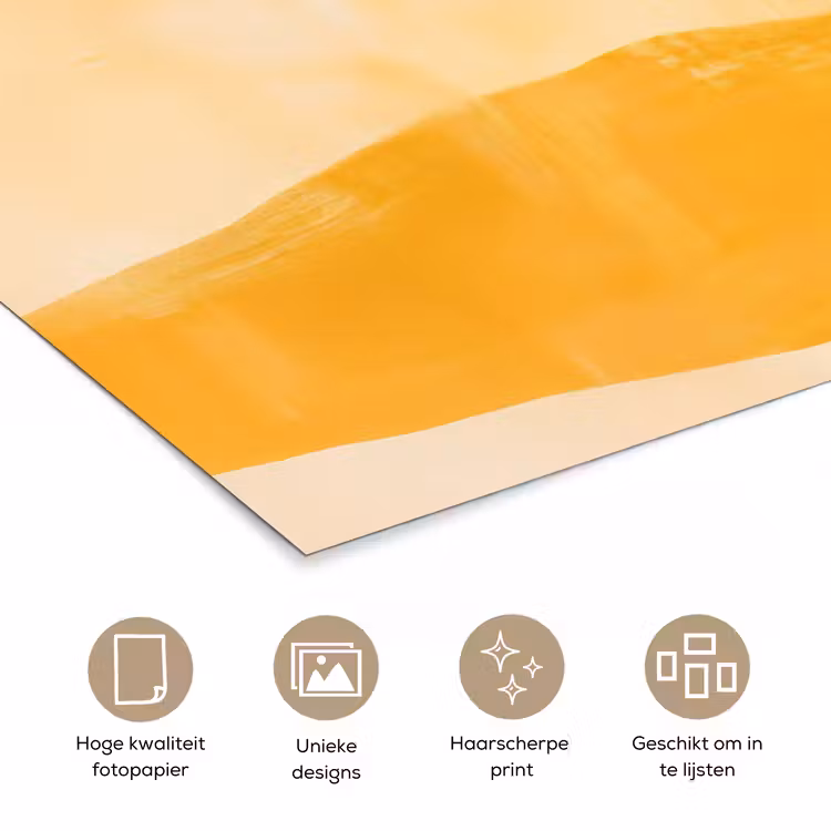 Illustratie - Palmboom - Zon - Heuvels poster papier klein -closeup_NL