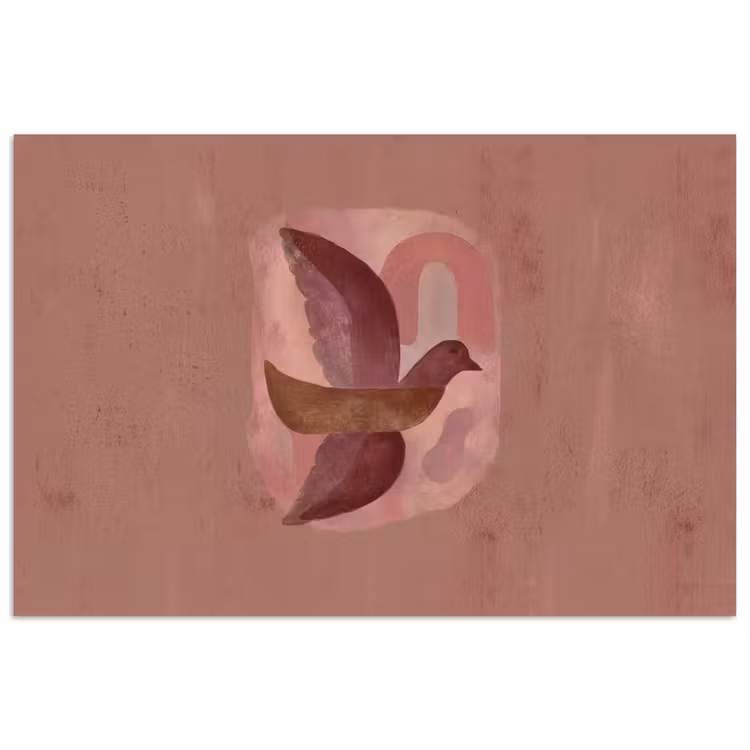 Illustratie - Vogels - Abstract - Roze poster papier klein -3d