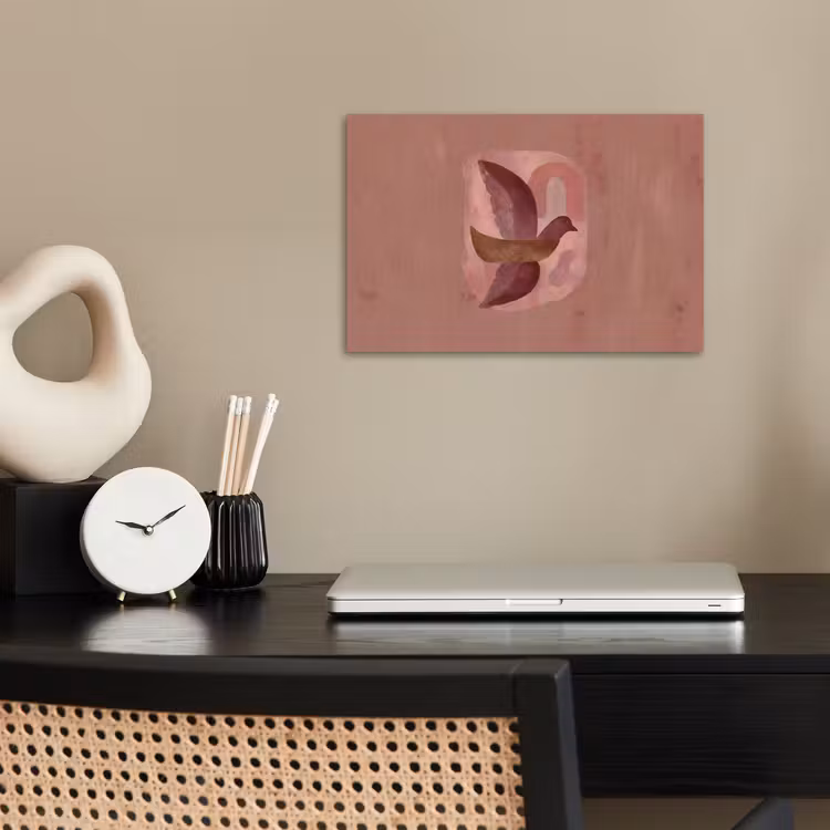 Illustratie - Vogels - Abstract - Roze poster papier klein -sfeer1