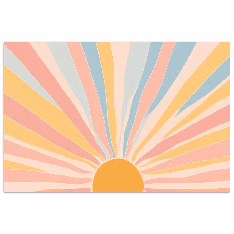Illustratie - Zon - Pastelkleuren poster papier klein -3d