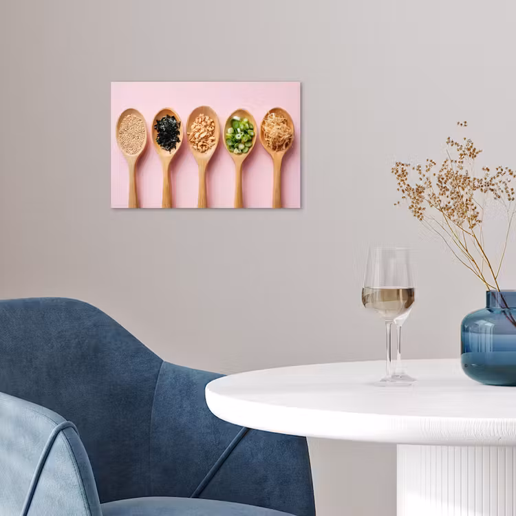 Ingrediënten - Lepels - Hout - Roze poster papier klein -sfeer3