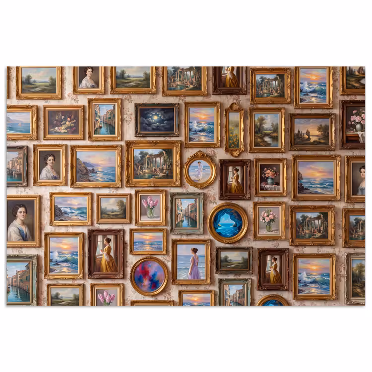 Interieur - Kunst - Collectie - Klassiek - Goud poster papier klein -3d
