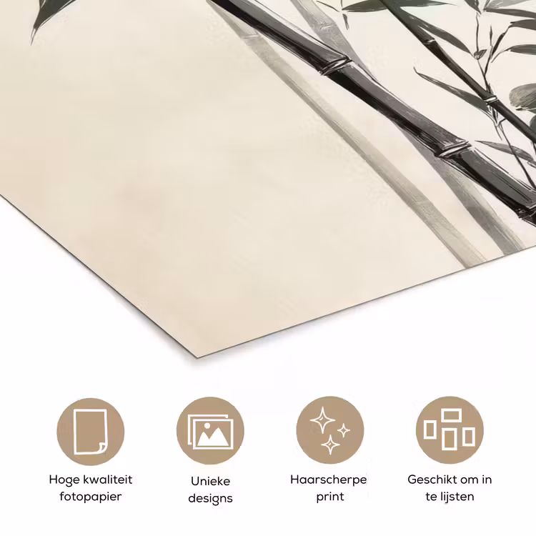 Japandi - Bamboe - Beige poster papier klein -closeup_NL