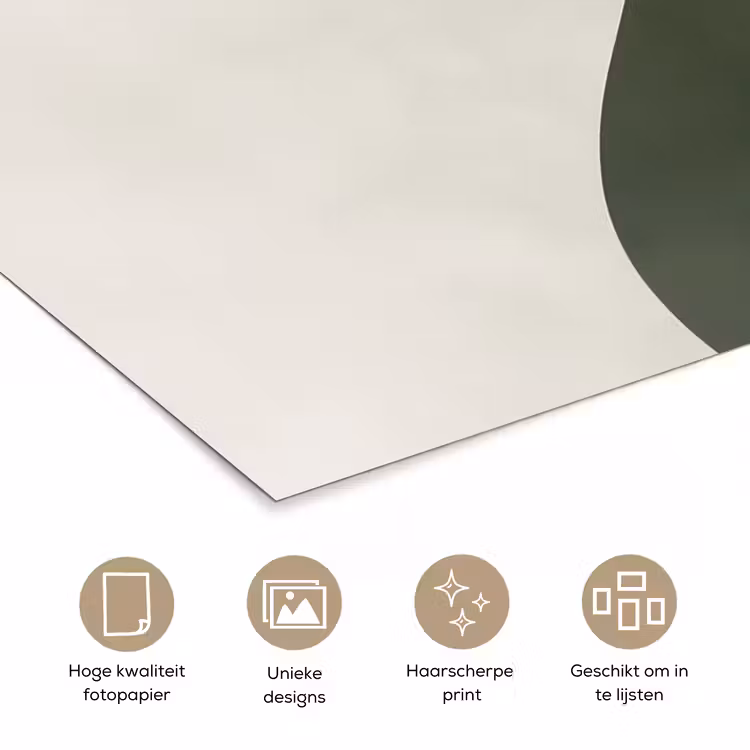 Japandi - Groen - Abstract - Modern poster papier klein -closeup_NL