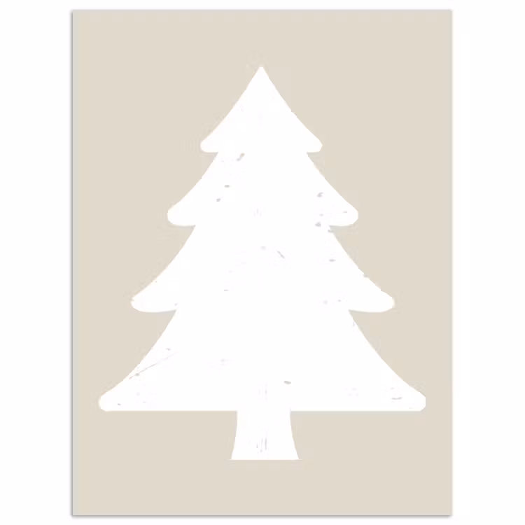 Japandi - Kerstboom - Beige - Kerstversiering poster papier klein -3d