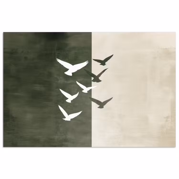 Japandi - Vogel - Groen poster papier klein -3d