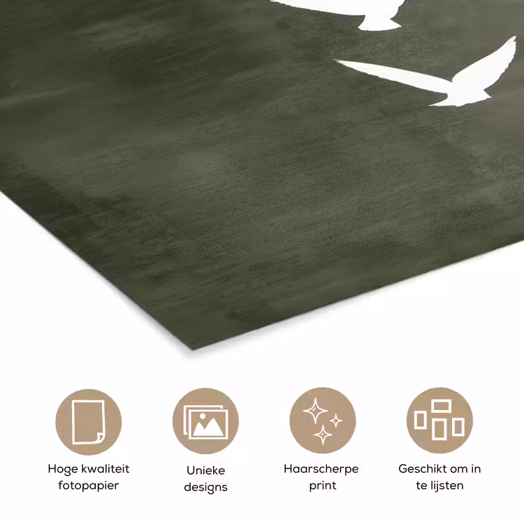 Japandi - Vogel - Groen poster papier klein -closeup_NL