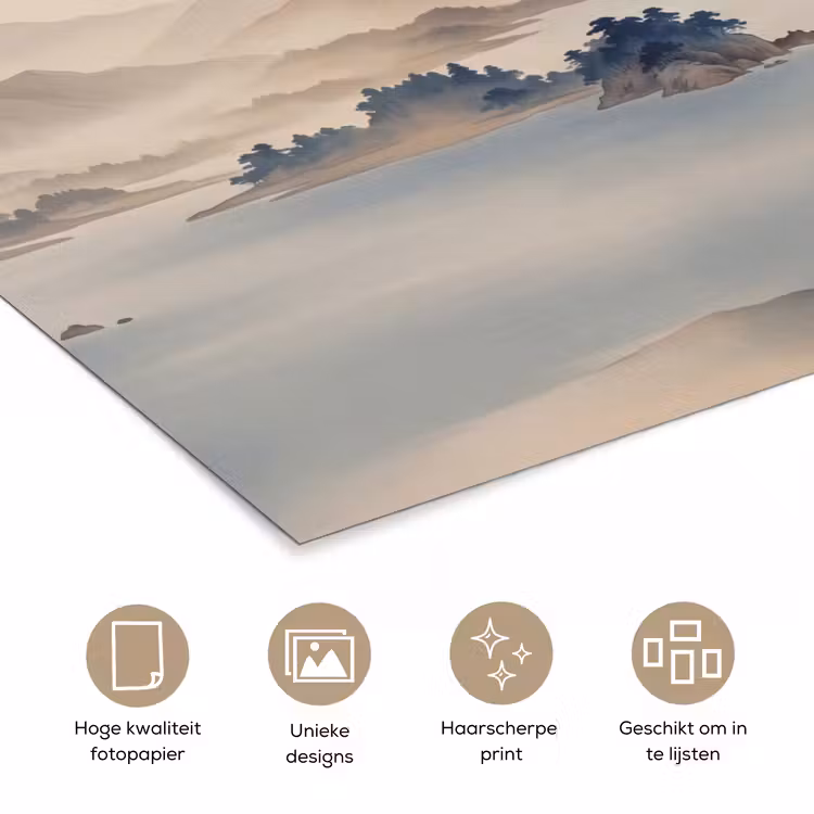 Japans - Landschap - Beige poster papier klein -closeup_NL
