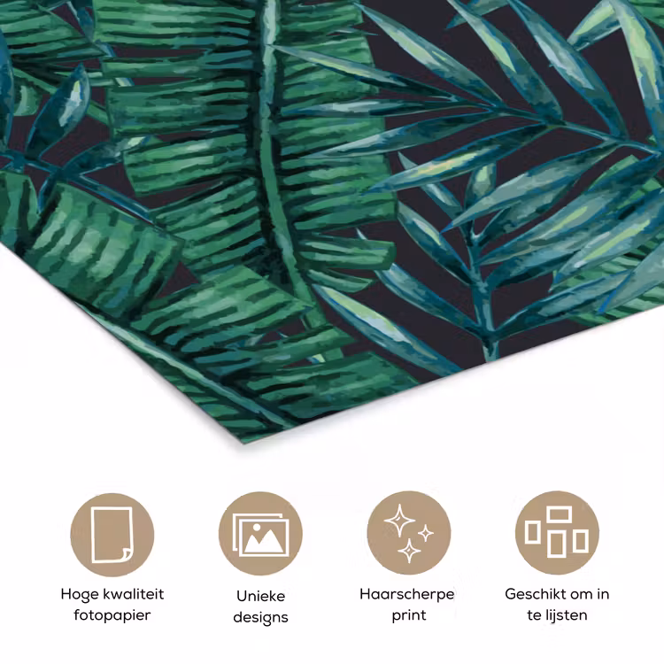 Jungle - Bladeren - Tropisch poster papier klein -closeup_NL