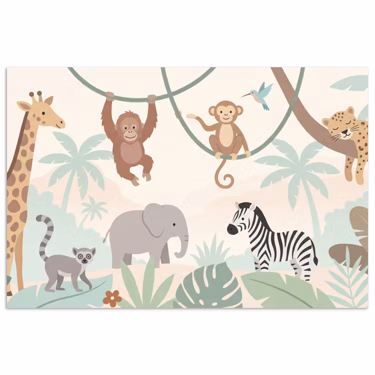 Jungle - Dieren - Groen poster papier klein -3d