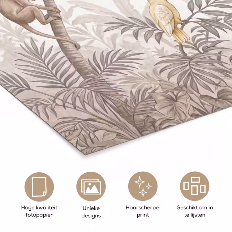 Jungle - Dieren - Palmbomen poster papier klein -closeup_NL