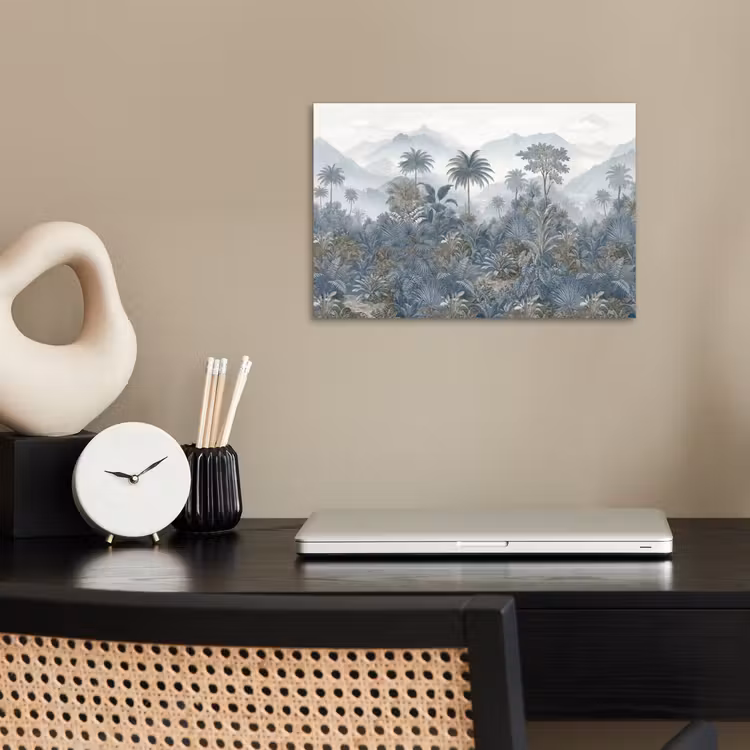 Jungle - Landschap - Blauw poster papier klein -sfeer1