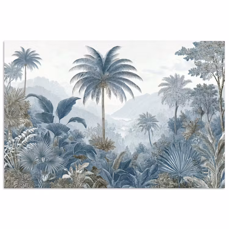 Jungle - Modern - Blauw - Groen poster papier klein -3d