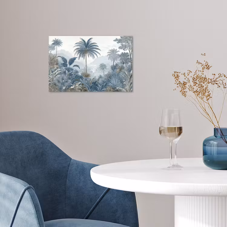 Jungle - Modern - Blauw - Groen poster papier klein -sfeer3