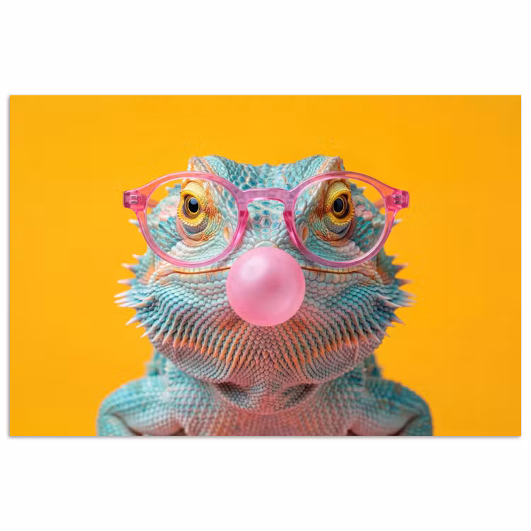 Kameleon - Kauwgom - Kleurrijk poster papier klein -3d