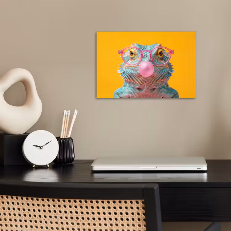 Kameleon - Kauwgom - Kleurrijk poster papier klein -sfeer1
