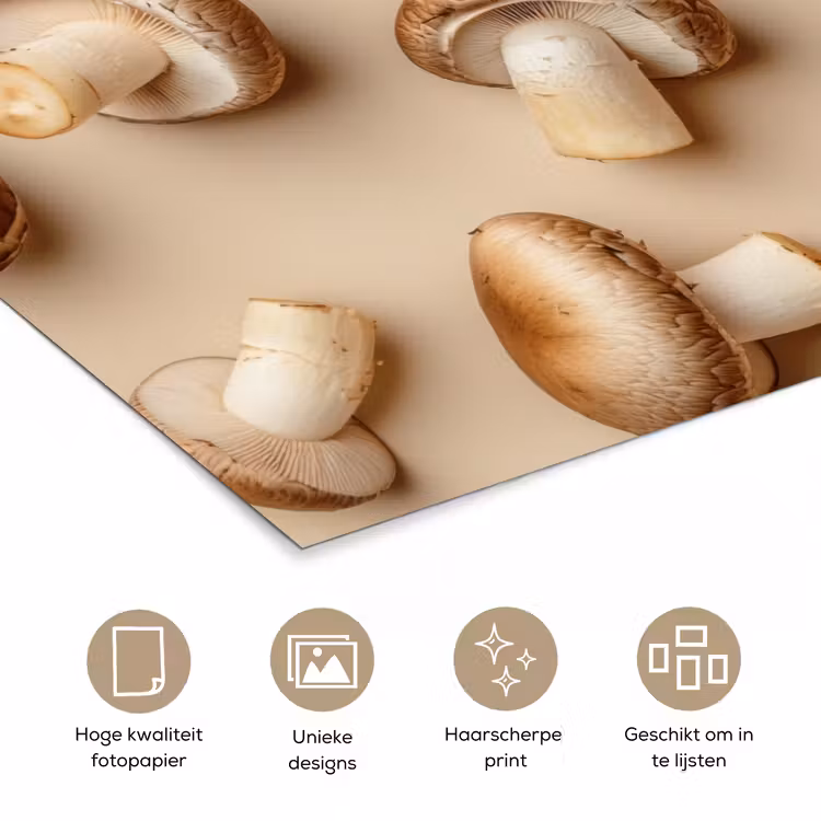 Kastanje Champignons - Beige poster papier klein -closeup_NL