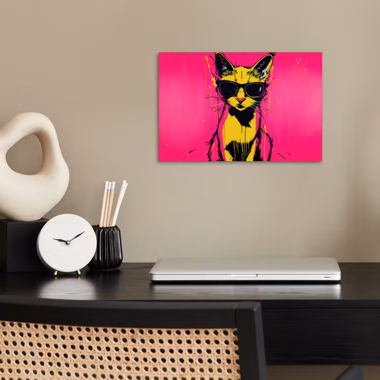 Kat - Art - Zonnebril - Roze poster papier klein -sfeer1