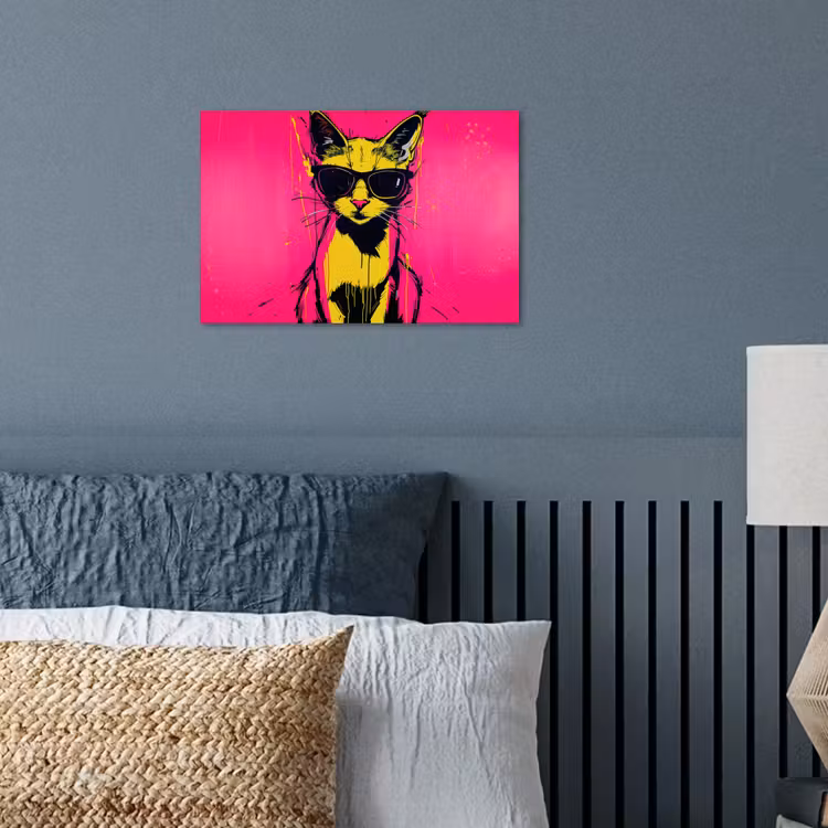 Kat - Art - Zonnebril - Roze poster papier klein -sfeer2