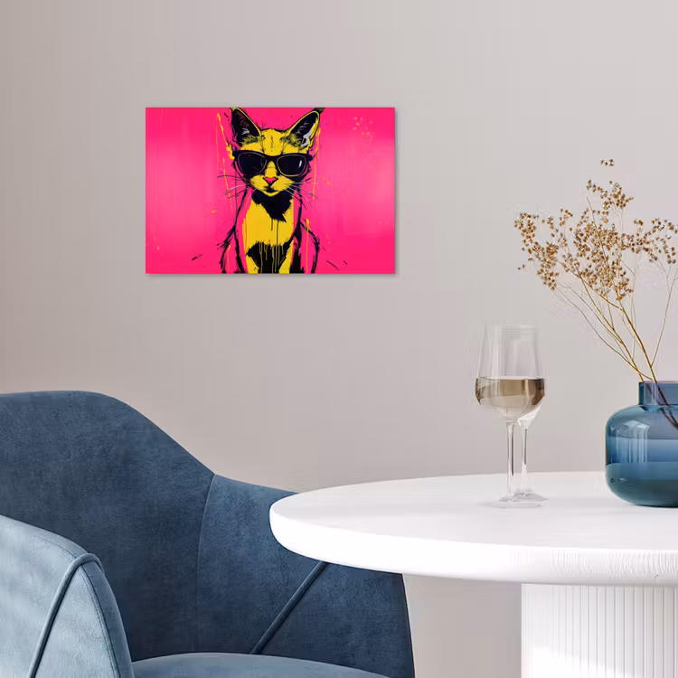 Kat - Art - Zonnebril - Roze poster papier klein -sfeer3