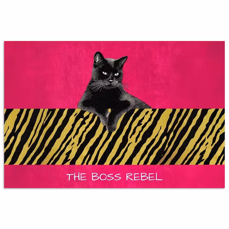 Kat - Baas - Roze - Tijgerprint poster papier klein -3d