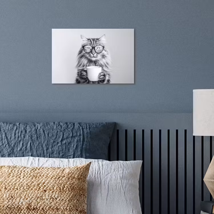 Kat - Bril - Mok - Pluizig poster papier klein -sfeer2