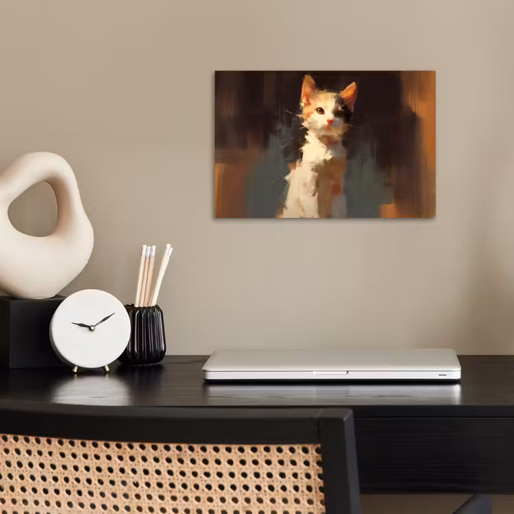 Kat - Geschilderd - Artistiek - Wit poster papier klein -sfeer1