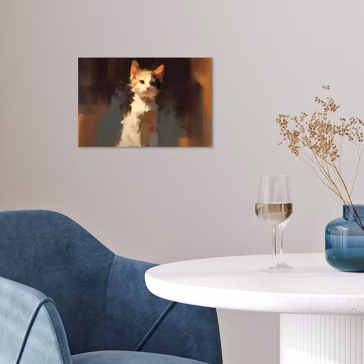 Kat - Geschilderd - Artistiek - Wit poster papier klein -sfeer3