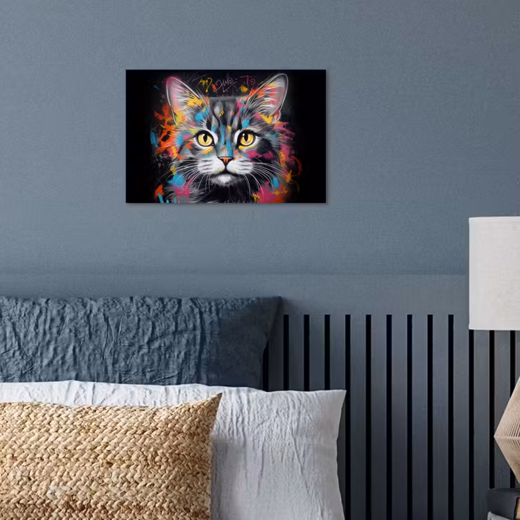 Kat - Graffiti - Dieren - Kleuren - Grijs poster papier klein -sfeer2