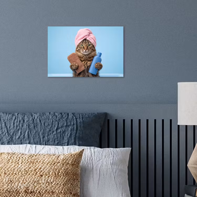 Kat - Handdoek - Washand - Zeep poster papier klein -sfeer2