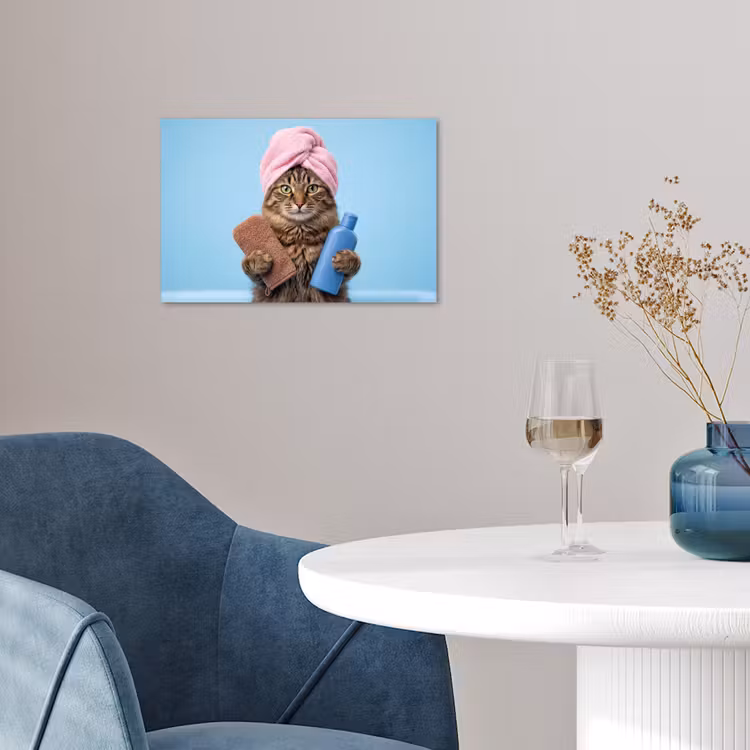 Kat - Handdoek - Washand - Zeep poster papier klein -sfeer3
