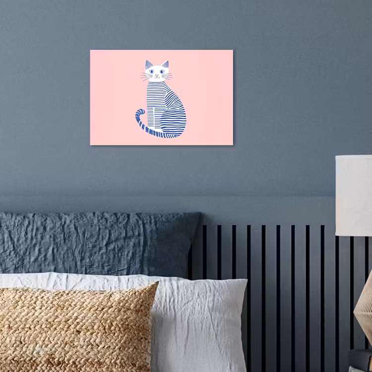 Kat - Illustratie - Minimalistisch - Roze poster papier klein -sfeer2