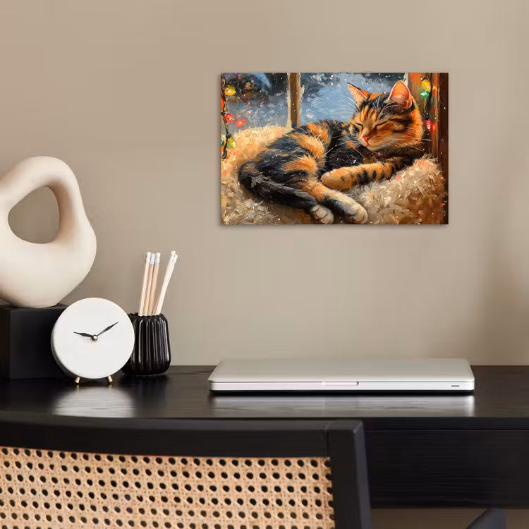 Kat - Kerst - Winter - Dier poster papier klein -sfeer1