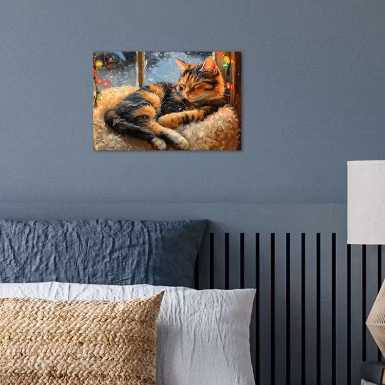 Kat - Kerst - Winter - Dier poster papier klein -sfeer2