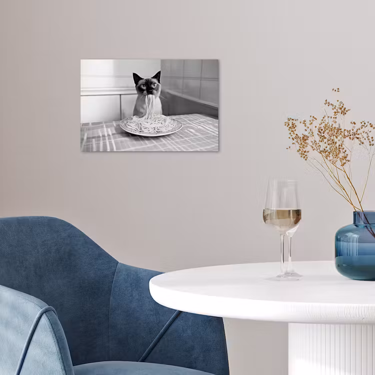 Kat - Siamees - Zwart Wit - Schattig - Dieren poster papier klein -sfeer3