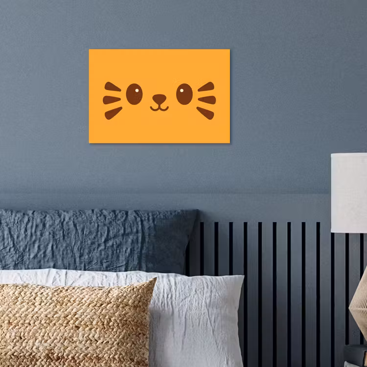 Kat - Simplistisch - Oranje - Vrolijk poster papier klein -sfeer2